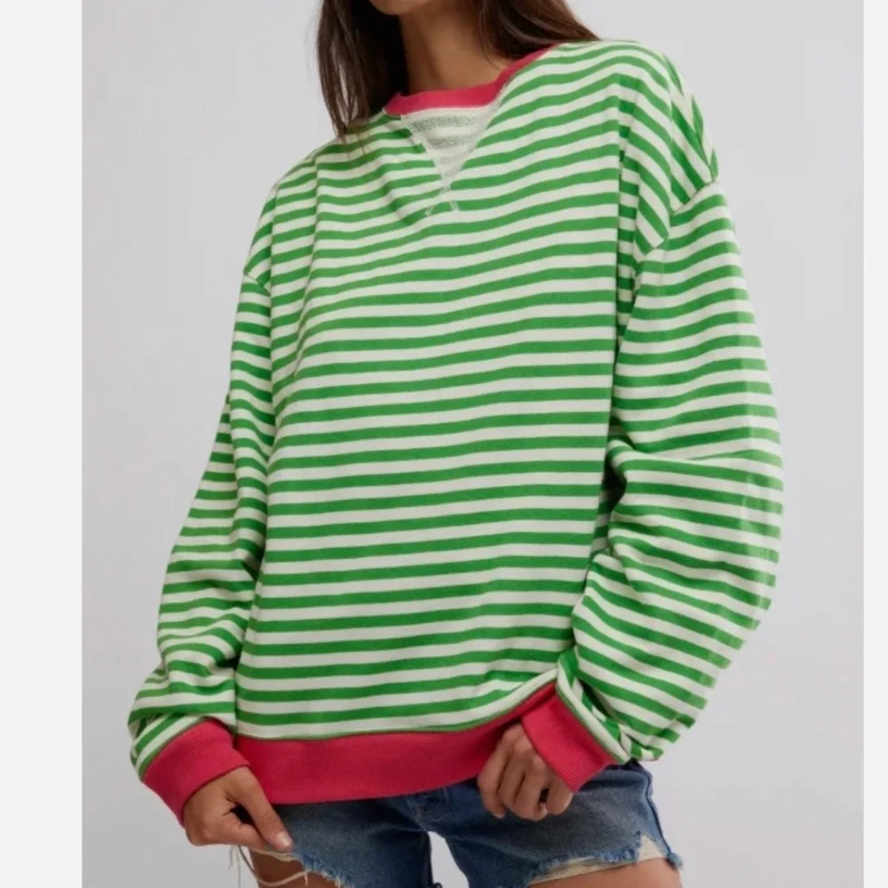 NWT Free People We The Free Classic Striped Oversized Crewneck - Picture 5 of 12